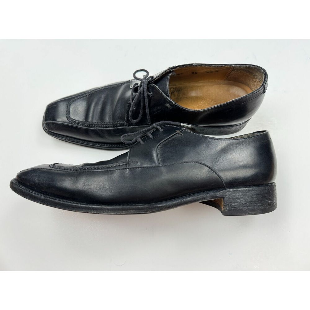 Salvatore Ferragamo Square Toe Derby Mens 8.5 D Black Leather Dress Shoes Oxford